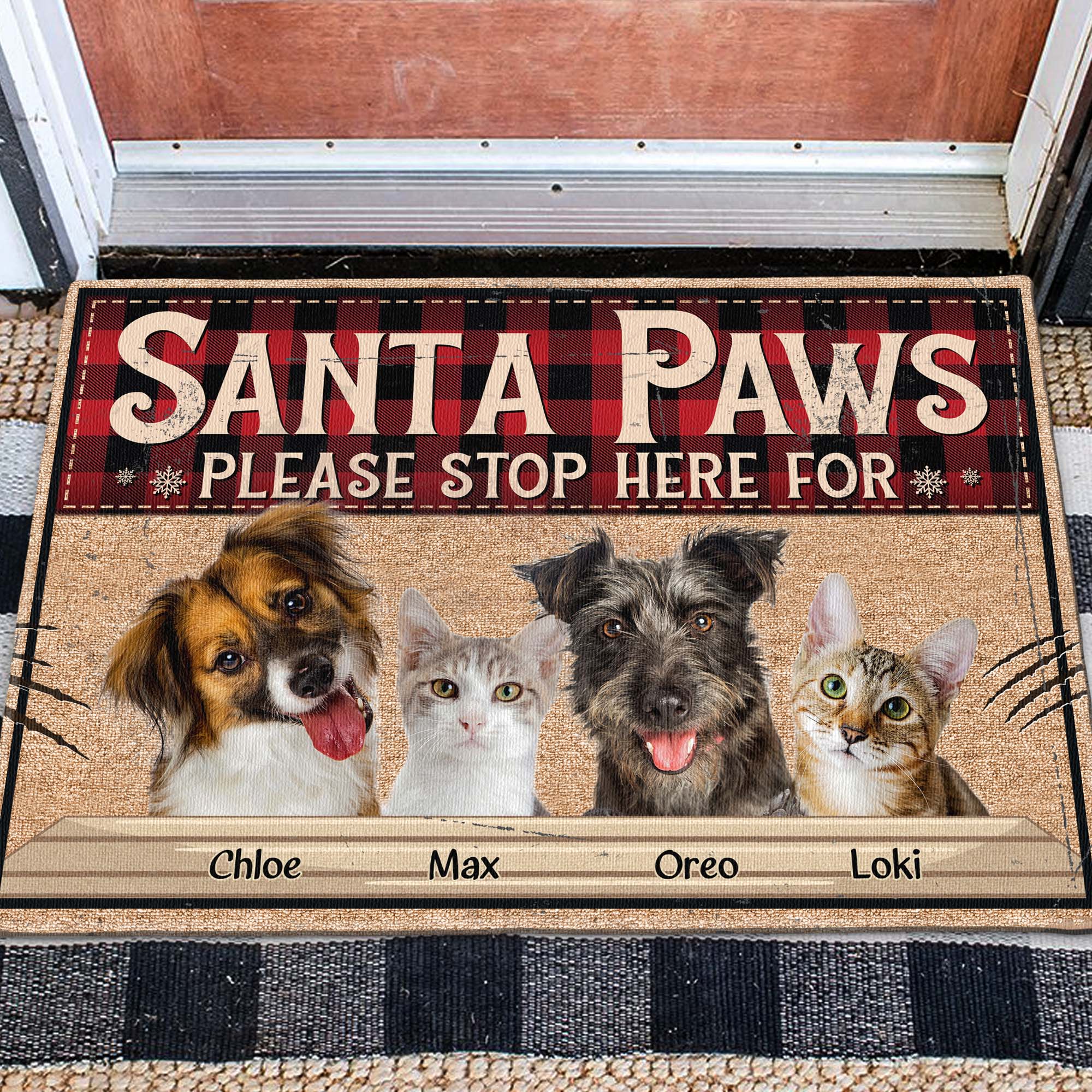 Santa Paws Please Stop Here For - Personalized Photo Doormat