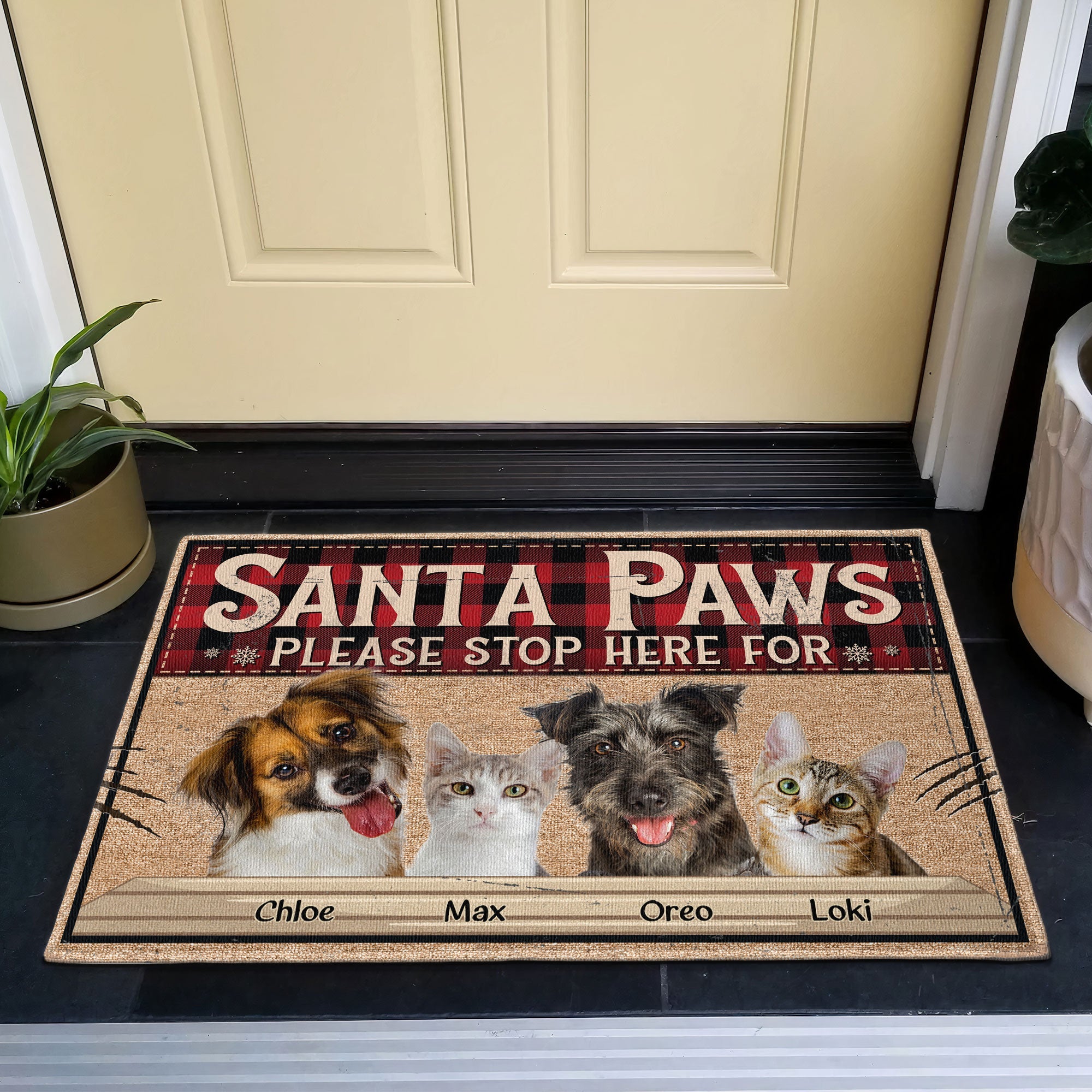 Santa Paws Please Stop Here For - Personalized Photo Doormat