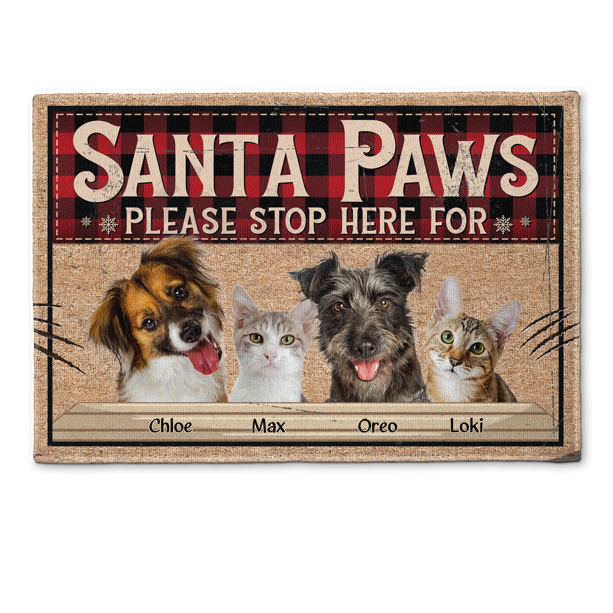 Santa Paws Please Stop Here For - Personalized Photo Doormat