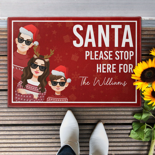 Santa Please Stop Here - Personalized Doormat
