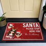 Santa Please Stop Here - Personalized Doormat
