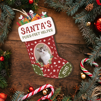 Santa's Purr-Fect Helper - Personalized Custom Shaped Wooden Ornament - Home decor, Loving, Christmas Gift For Cat Lovers, Cat Owners