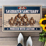 Sasquatch Sanctuary, Proceed With Caution - Personalized Doormat