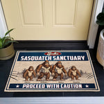 Sasquatch Sanctuary, Proceed With Caution - Personalized Doormat