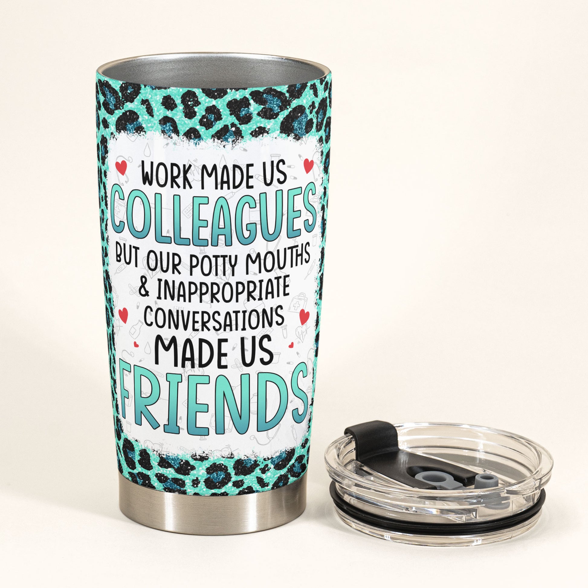 Scrub Besties Work Made Us Colleagues - Personalized Tumbler Cup