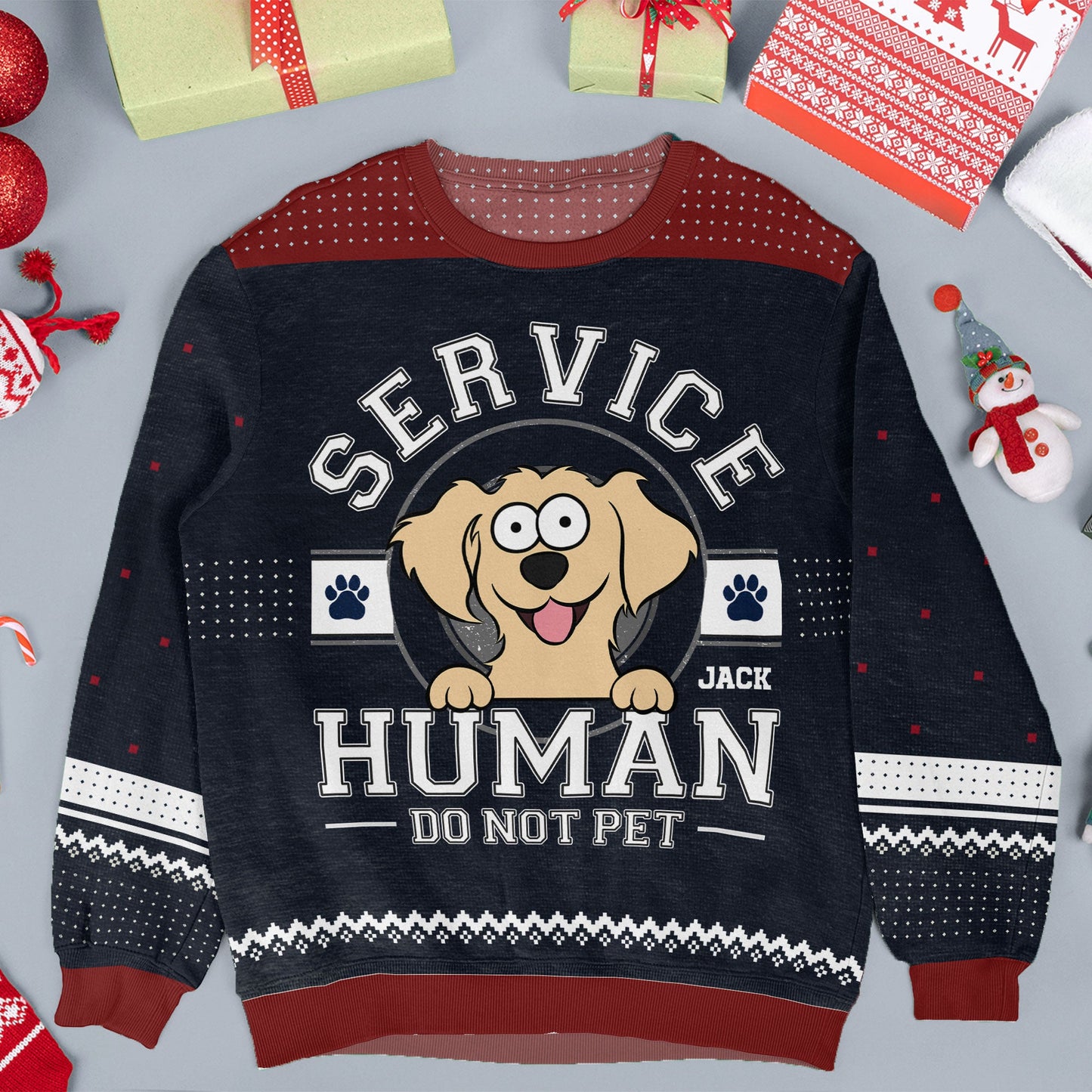 Service Human Do Not Pet - Personalized Ugly Sweater