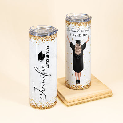 She Believed She Could - Personalized Skinny Tumbler