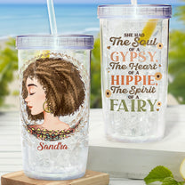 She Had The Soul Of A Gypsy, Hippie - Personalized Acrylic Tumbler With Straw