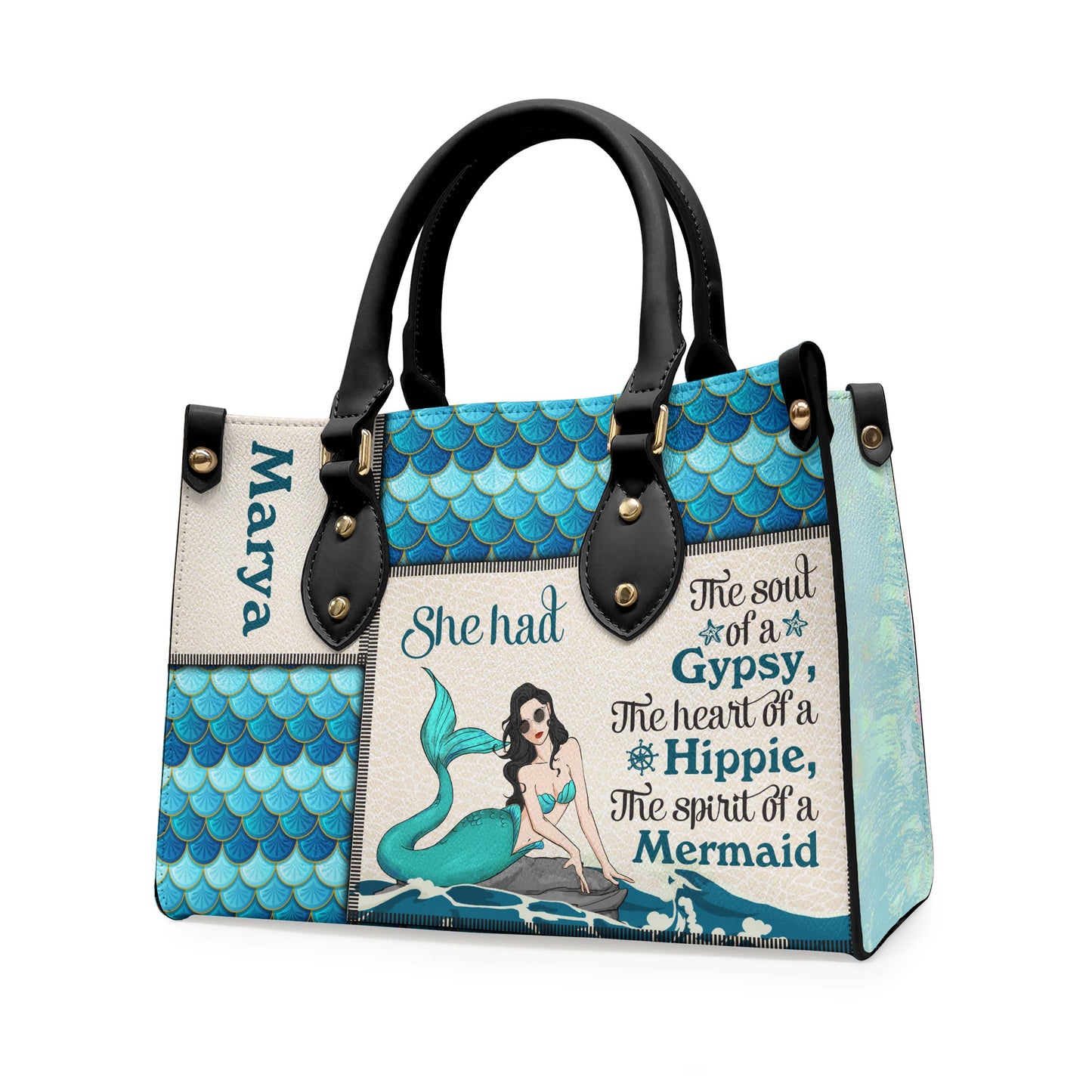 She Had The Spirit Of A Mermaid - Personalized Leather Bag - Birthday, Loving Gift For Her, Ocean Lover, Mermaid Girl