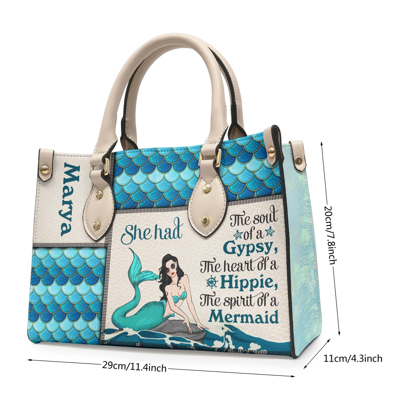 She Had The Spirit Of A Mermaid - Personalized Leather Bag - Birthday, Loving Gift For Her, Ocean Lover, Mermaid Girl
