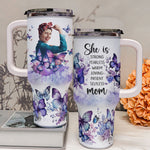 She Is Strong, Fearless, Warm Mom - Personalized Photo 40oz Tumbler With Straw