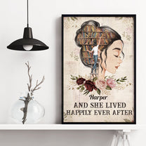 She Lived Happily Ever After - Personalized Poster - Birthday Gift For Book Lovers, Bookworms