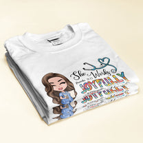 She Works Joyfully With Her Hands - Personalized Shirt - Gift For Nurse - Cartoon Nurses