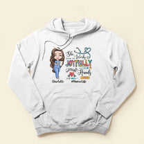 She Works Joyfully With Her Hands - Personalized Shirt - Gift For Nurse - Cartoon Nurses