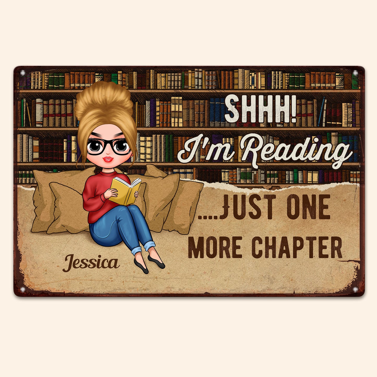 Shh! I'm Reading - Personalized Metal Sign