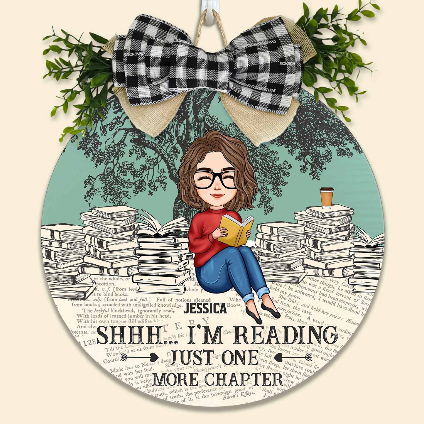 Shhh... I'm Reading - Personalized Wood Wreath