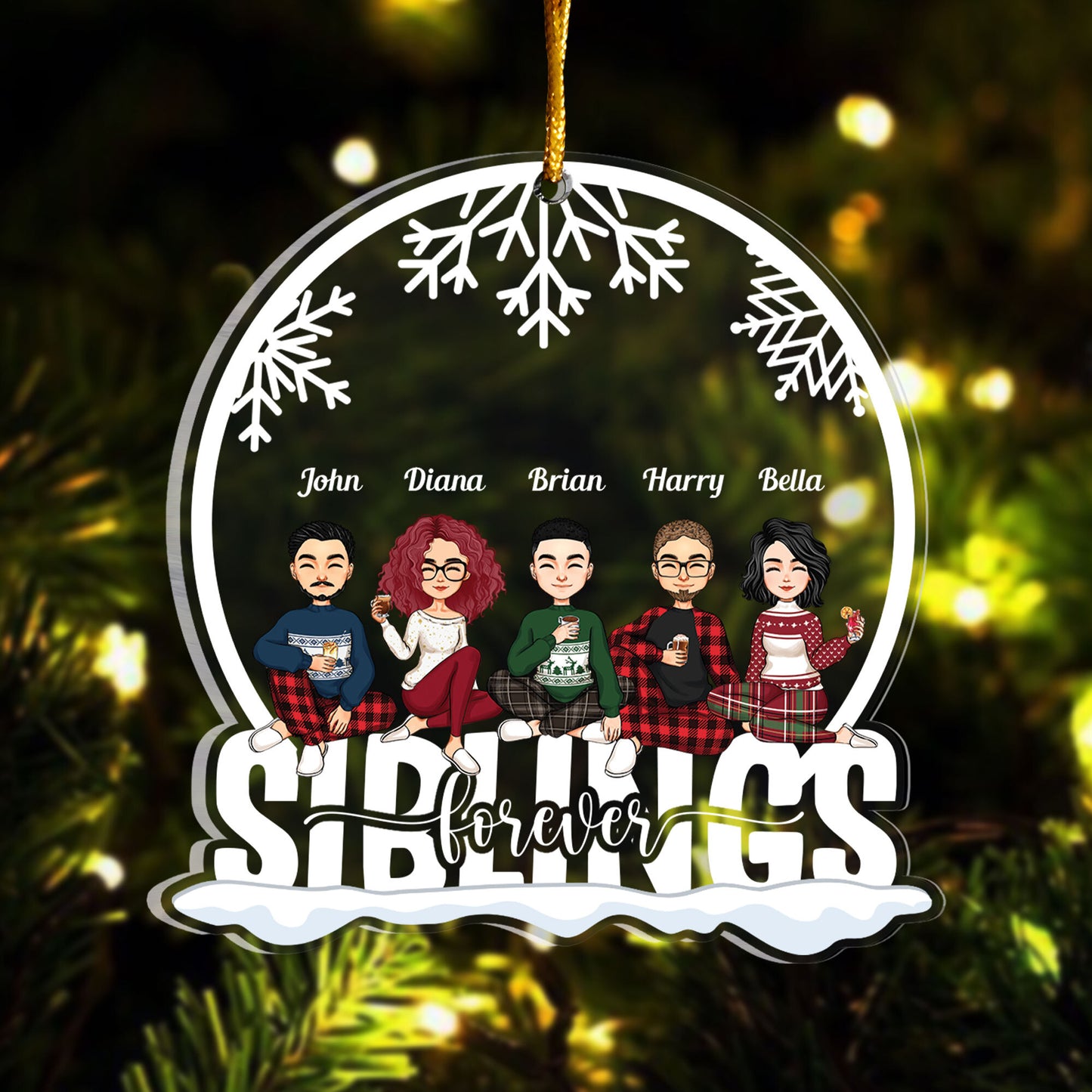Siblings Forever - Personalized Custom Shaped Acrylic Ornament - Christmas Gift For Family, Dad, Mom, Sisters, Brothers