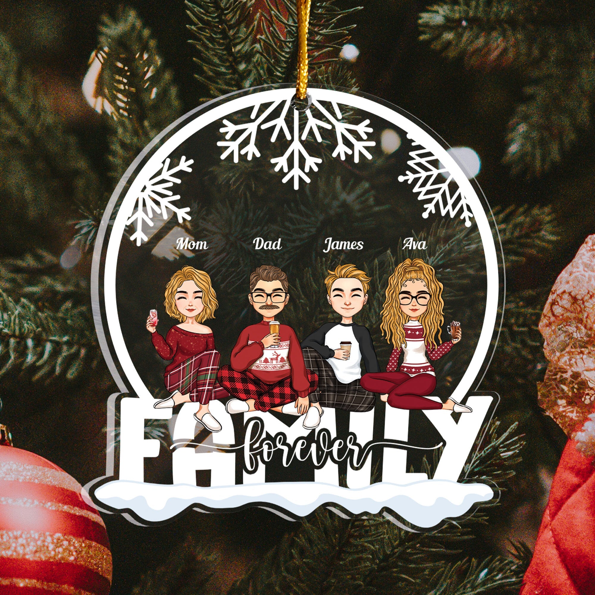 Siblings Forever - Personalized Custom Shaped Acrylic Ornament - Christmas Gift For Family, Dad, Mom, Sisters, Brothers