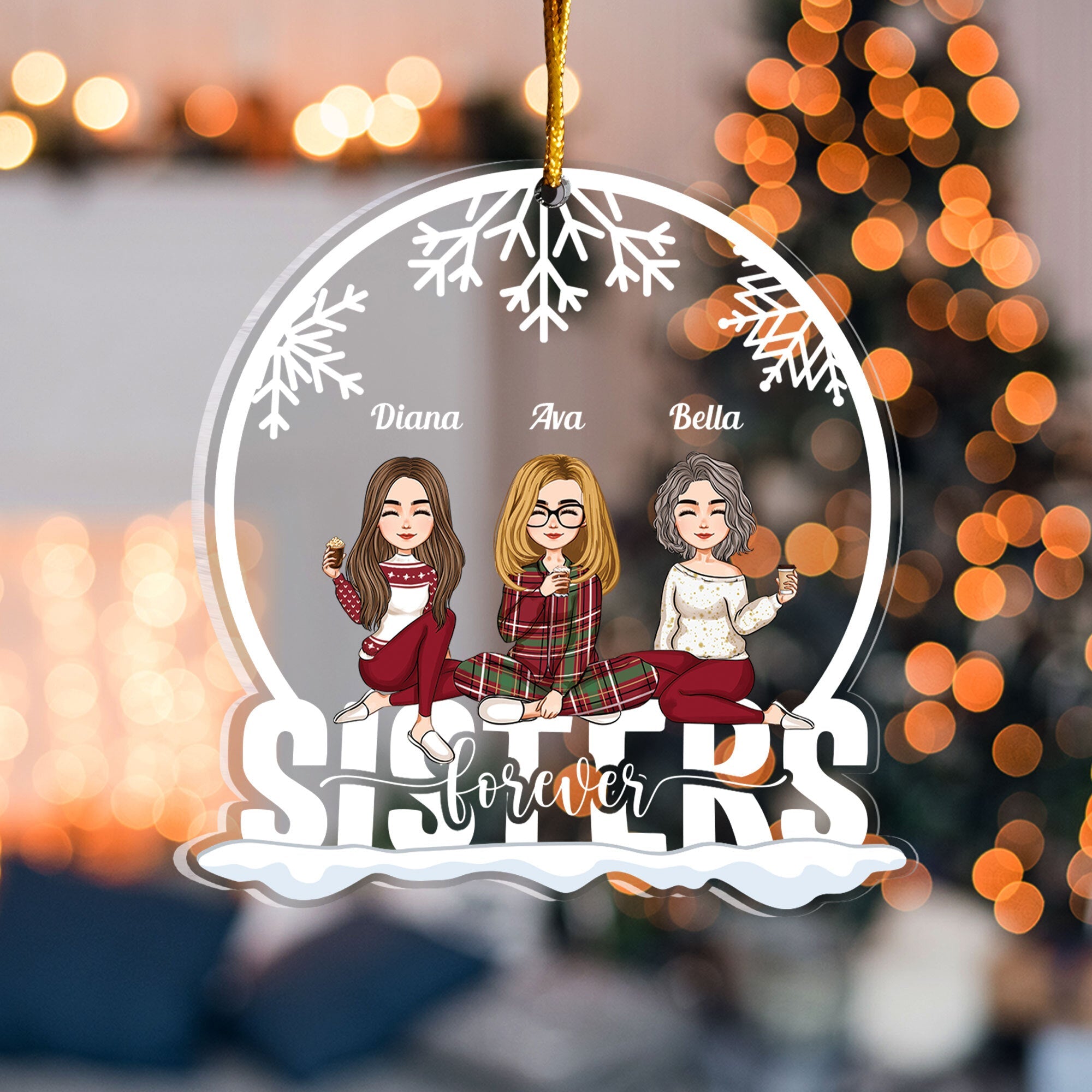 Siblings Forever - Personalized Custom Shaped Acrylic Ornament - Christmas Gift For Family, Dad, Mom, Sisters, Brothers