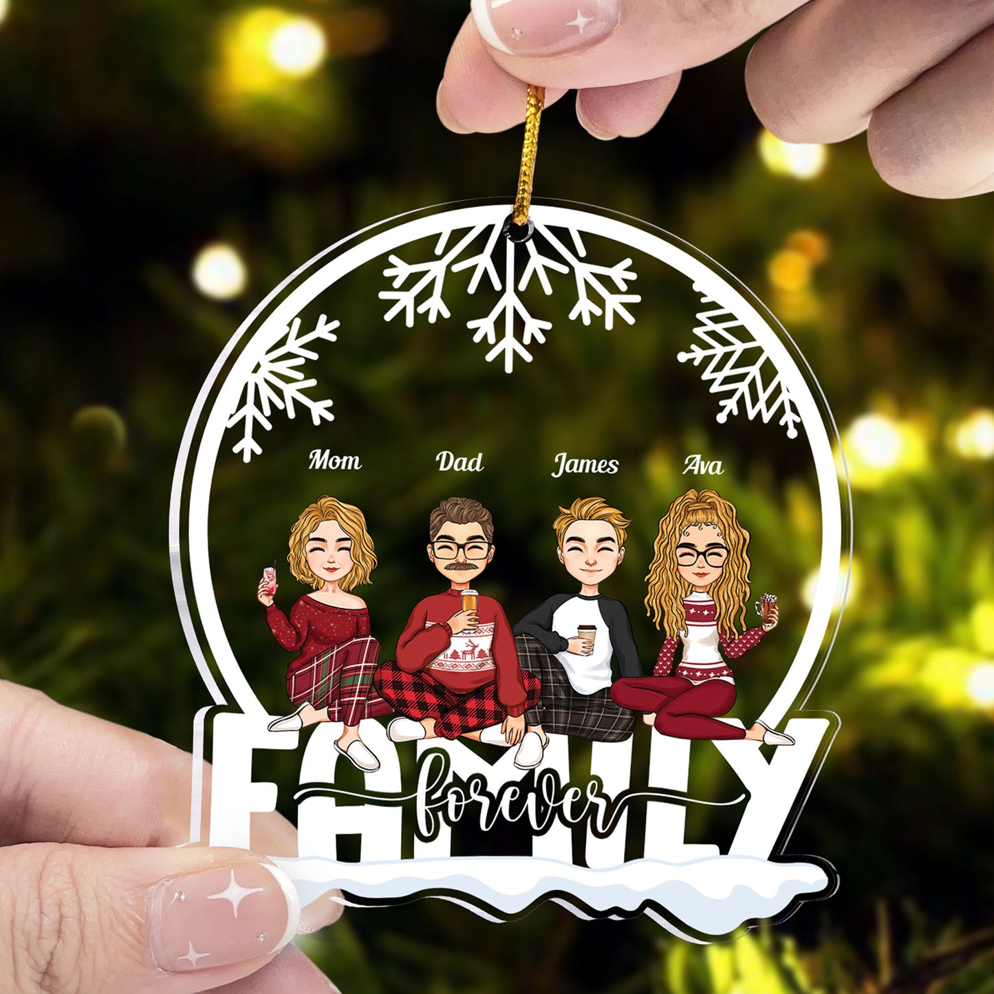 Siblings Forever - Personalized Custom Shaped Acrylic Ornament - Christmas Gift For Family, Dad, Mom, Sisters, Brothers
