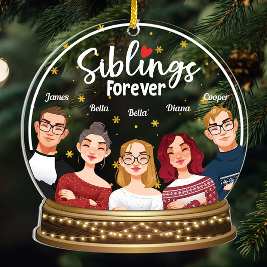 Siblings Forever - Personalized Snow-globe Shaped Acrylic Ornament