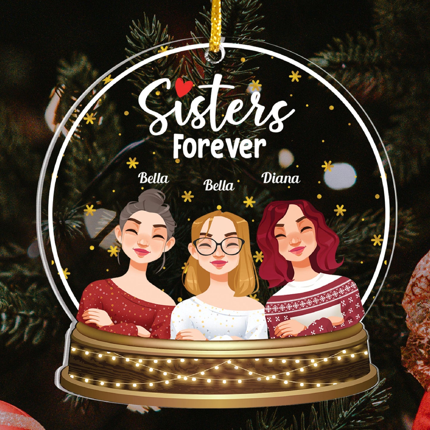 Siblings Forever - Personalized Snow-globe Shaped Acrylic Ornament
