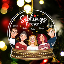 Siblings Forever - Personalized Snow-globe Shaped Acrylic Ornament