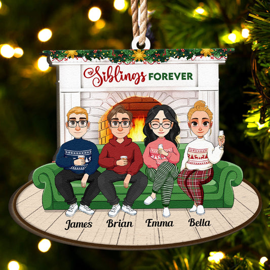 Siblings Forever - Personalized Wooden Ornament