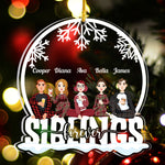 Siblings Forever (New Version) - Personalized Snow Globe Shaped Acrylic Ornament