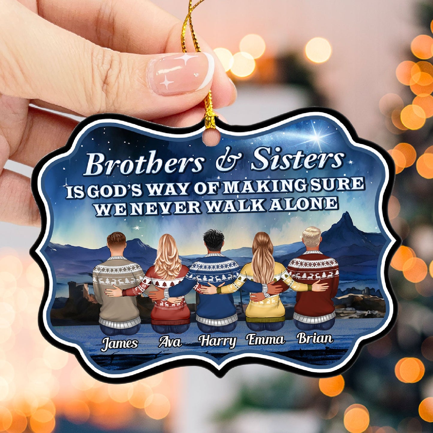 Siblings Never Walk Alone - Personalized Aluminum Ornament