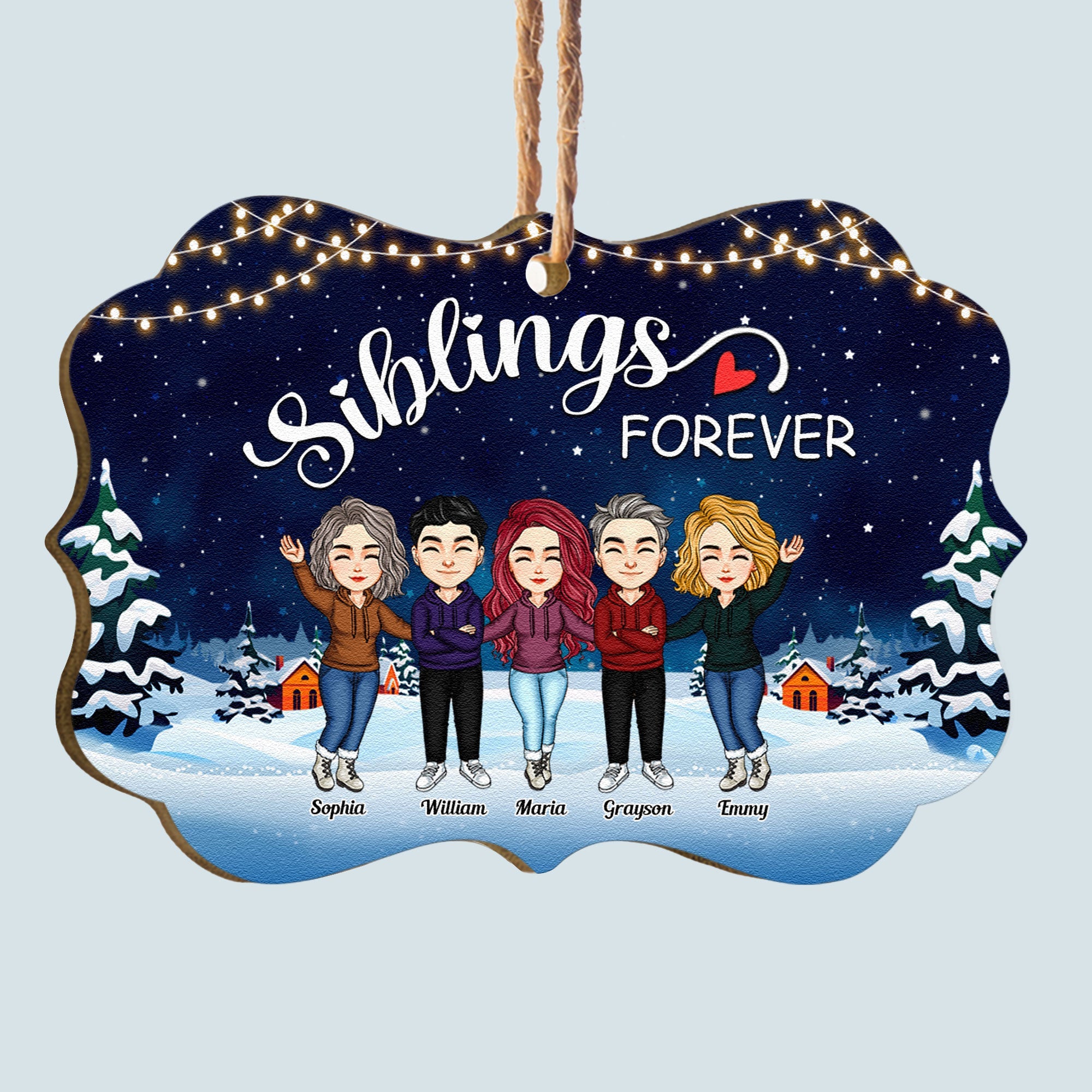 Siblings Forever - Personalized Aluminum/Wooden Ornament - Christmas Gift For Siblings, Family Members, Brothers And Sisters