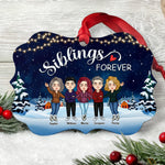 Siblings Forever - Personalized Aluminum/Wooden Ornament - Christmas Gift For Siblings, Family Members, Brothers And Sisters