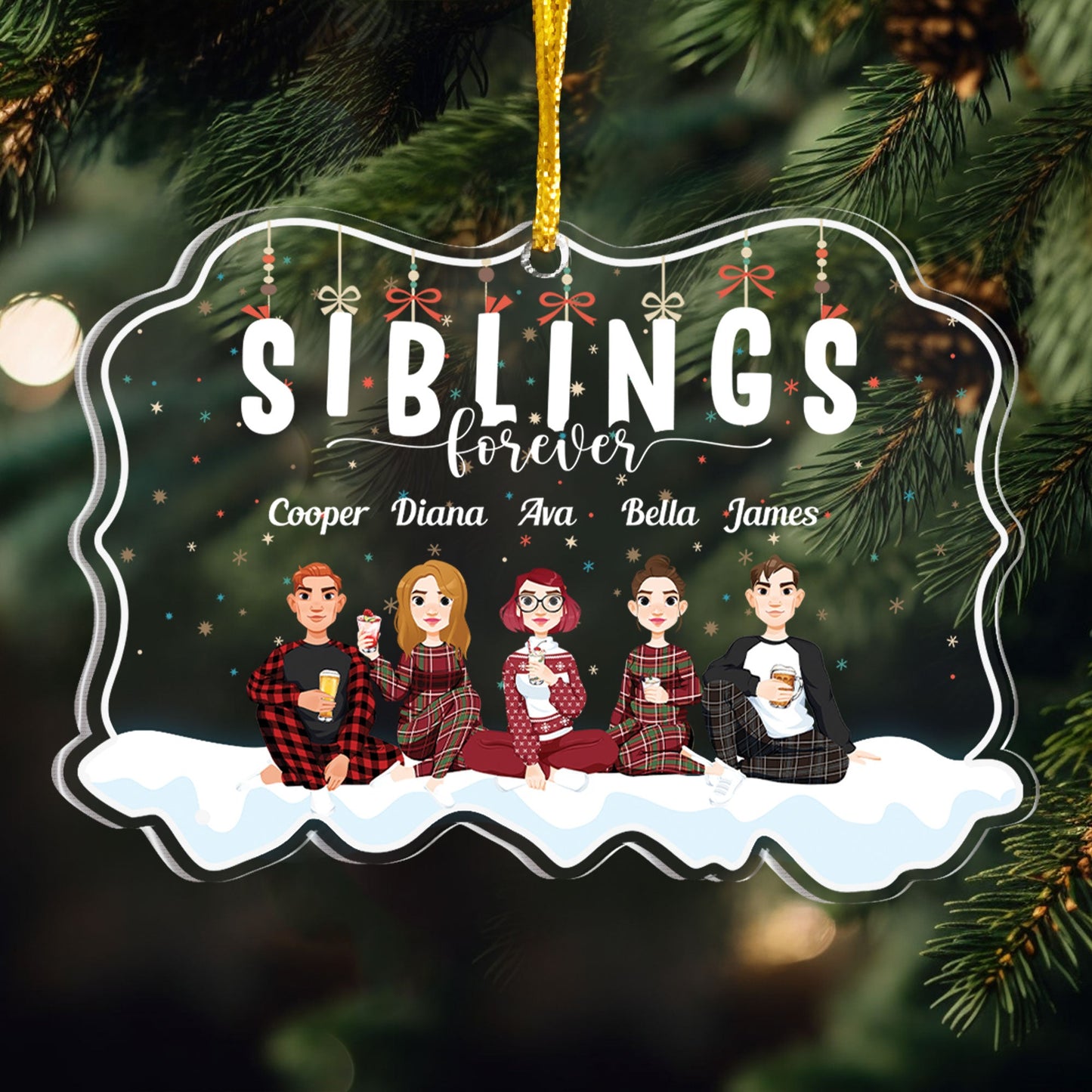 Siblings Forever - Personalized Custom Shaped Acrylic Ornament