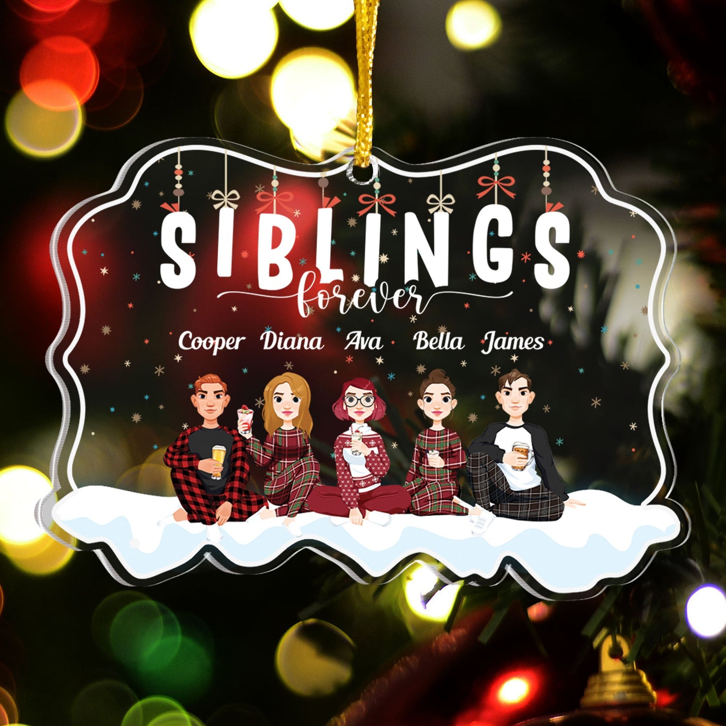 Siblings Forever - Personalized Custom Shaped Acrylic Ornament