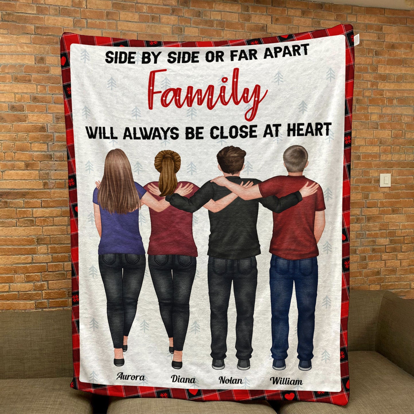 Side By Side Or Far Apart Family Close At Heart - Personalized Blanket