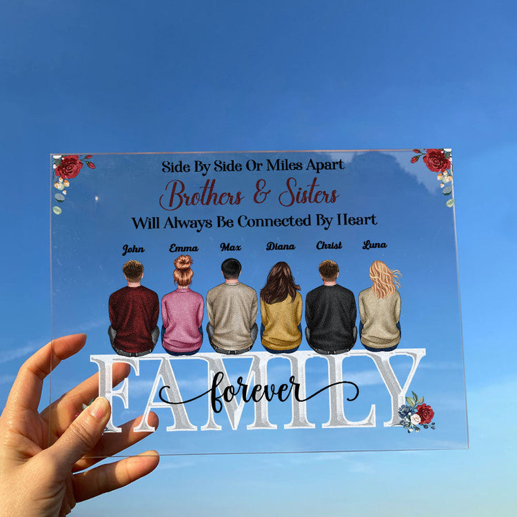 Brothers & Sisters Will Always Be Connected By Heart - Personalized Acrylic Plaque
