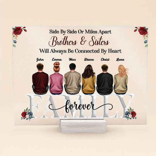 Brothers & Sisters Will Always Be Connected By Heart - Personalized Acrylic Plaque
