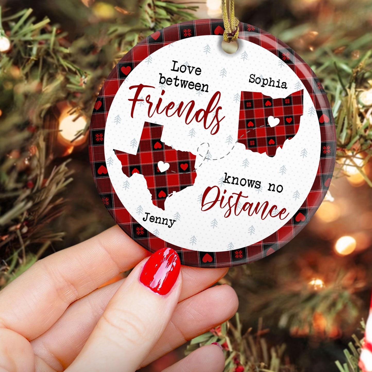 Side By Side Or Miles Apart You Are Always In My Heart - Personalized Ceramic Ornament