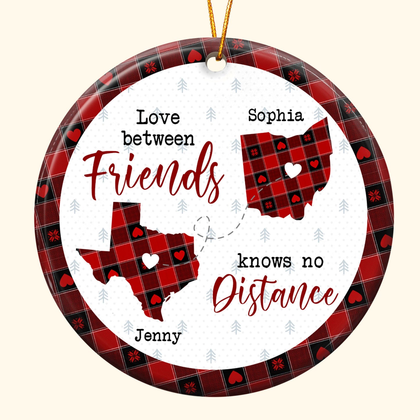 Side By Side Or Miles Apart You Are Always In My Heart - Personalized Ceramic Ornament