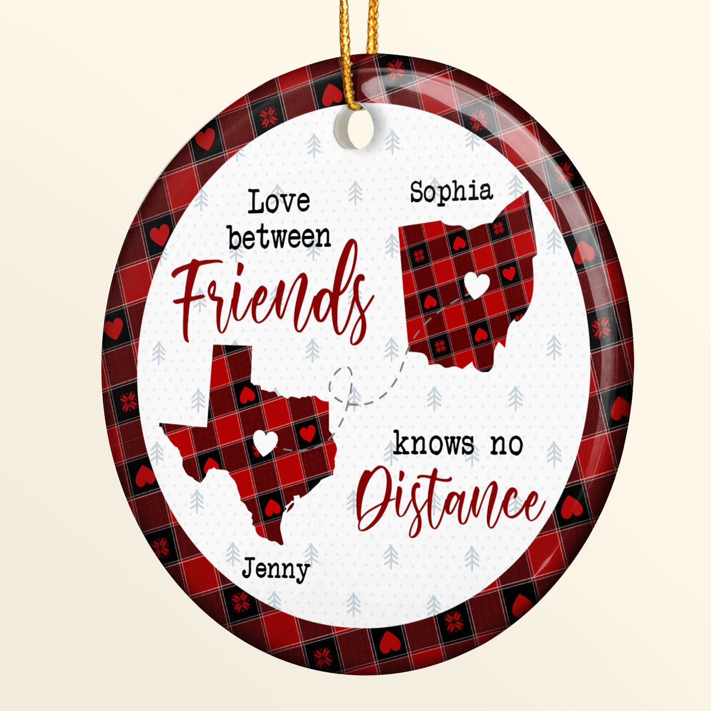 Side By Side Or Miles Apart You Are Always In My Heart - Personalized Ceramic Ornament