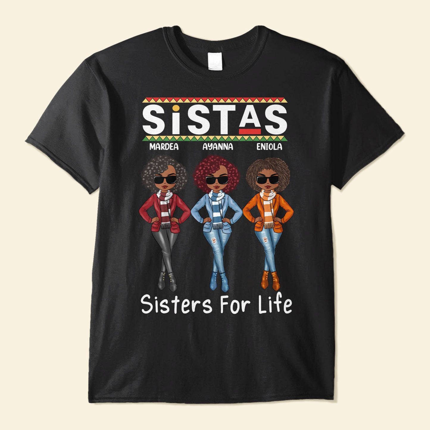Sistas - Personalized Shirt - Gift For Friends - Cartoon Girl