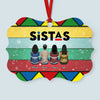 Sistas And Brothas - Personalized Aluminum Ornament - Christmas Gift Black Cultured Ornament For Friends And Siblings - Ugly Christmas Sweater Sitting