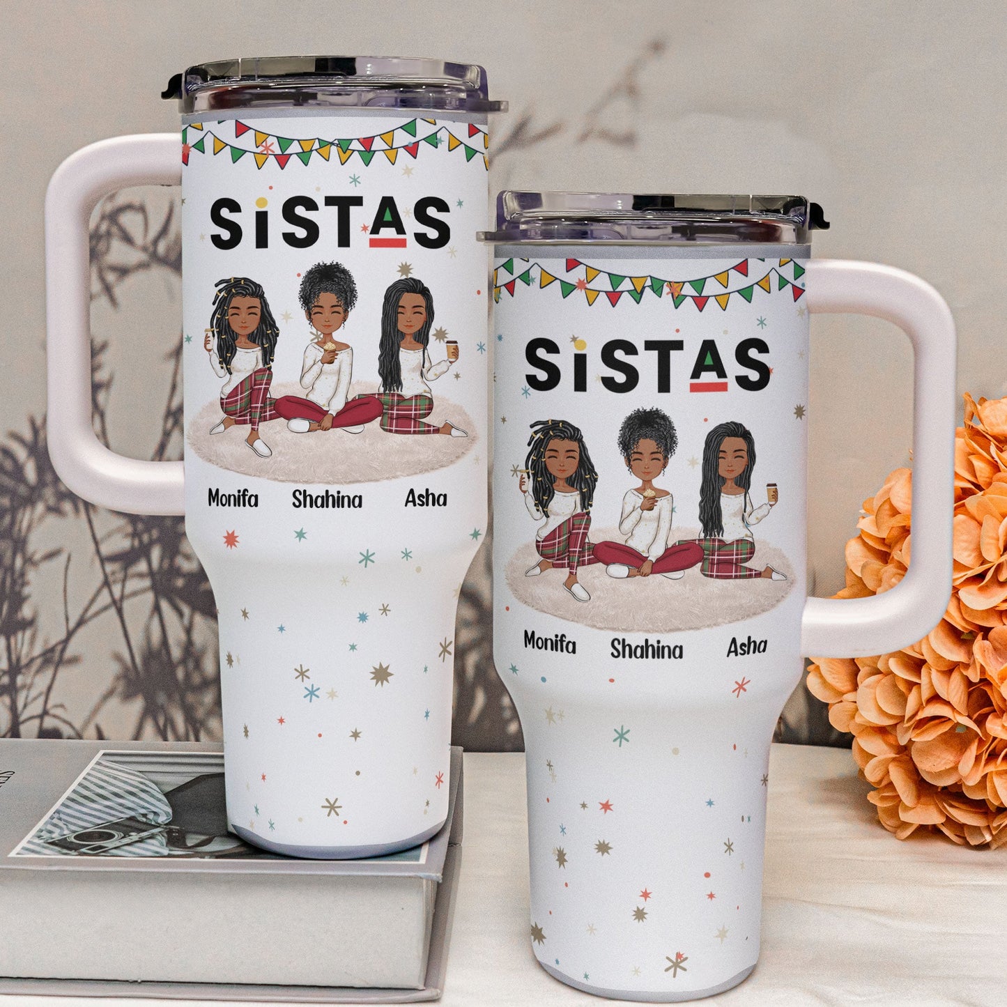 Sistas Forever - Personalized 40oz Tumbler With Straw