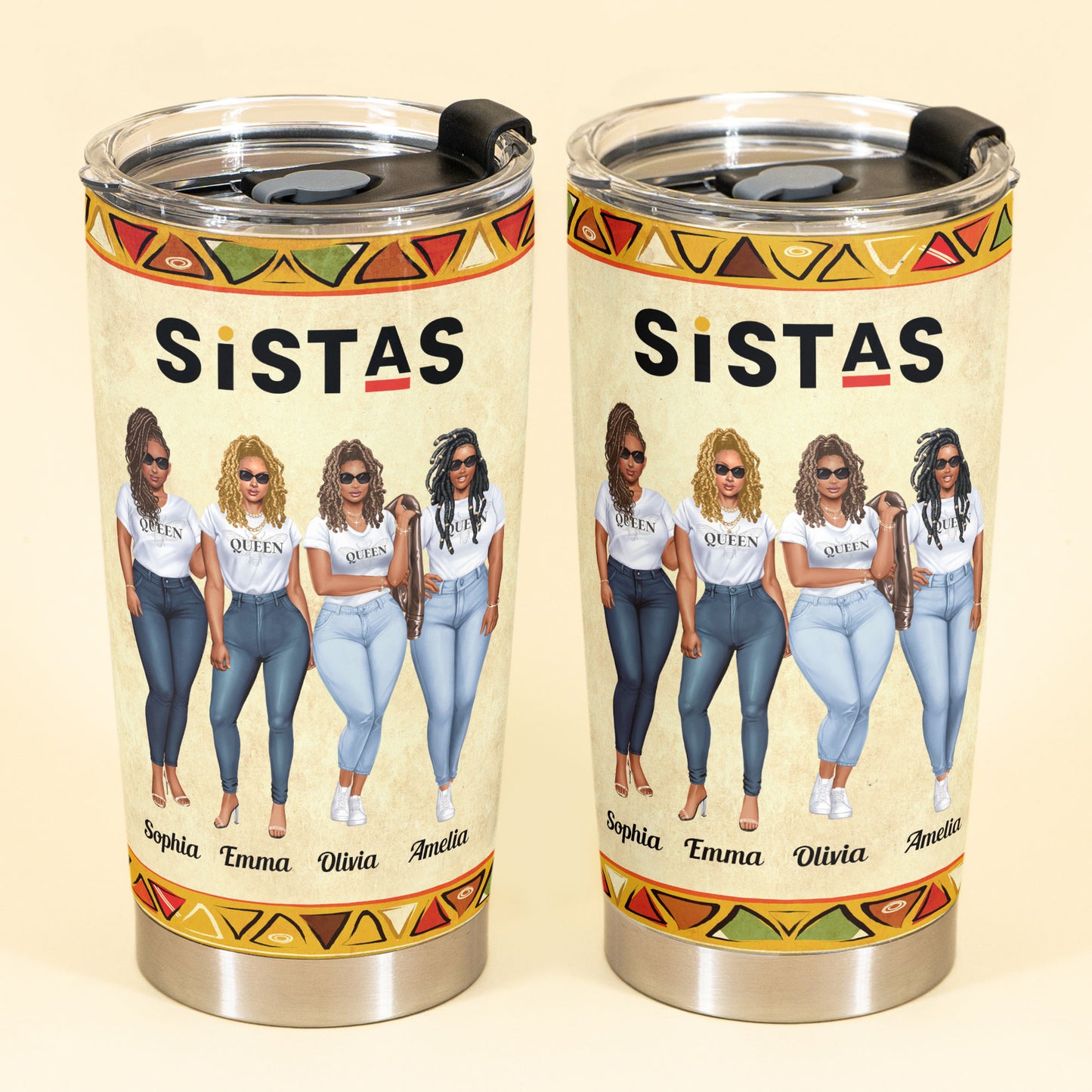 Sistas Forever - Personalized Tumbler - Birthday Gift For Sistas, BFF, Black Woman