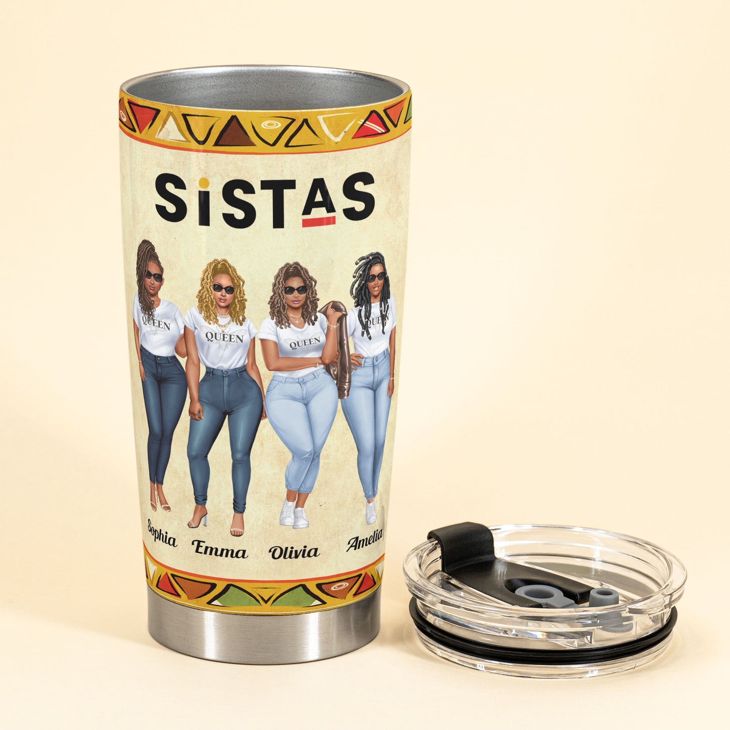Sistas Forever - Personalized Tumbler - Birthday Gift For Sistas, BFF, Black Woman