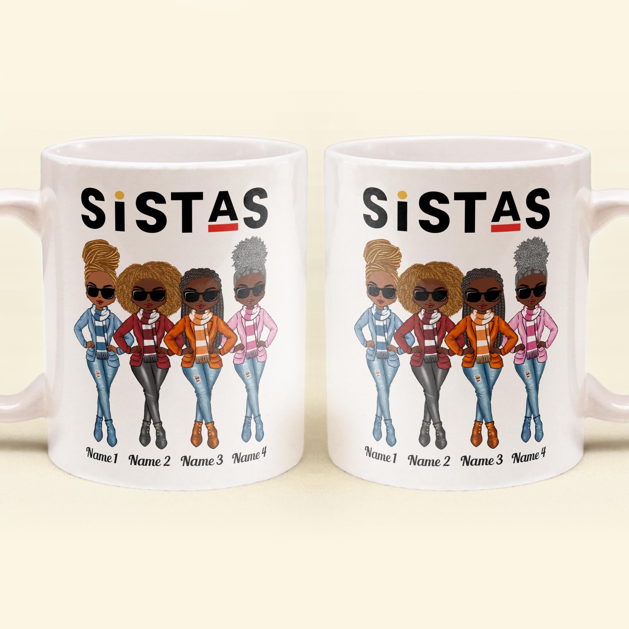 Sistas - Personalized Mug - Birthday & Christmas Gift For Sista, Sister, Soul Sister, Best Friend, BFF, Bestie, Friend