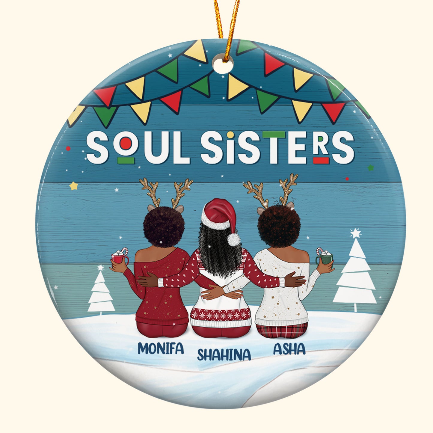 Sistas Soul Sisters - Personalized Ceramic Ornament - Christmas Gift For Sister