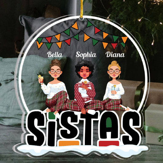 Sistas Forever - Personalized Snowdome Shaped Acrylic Ornament