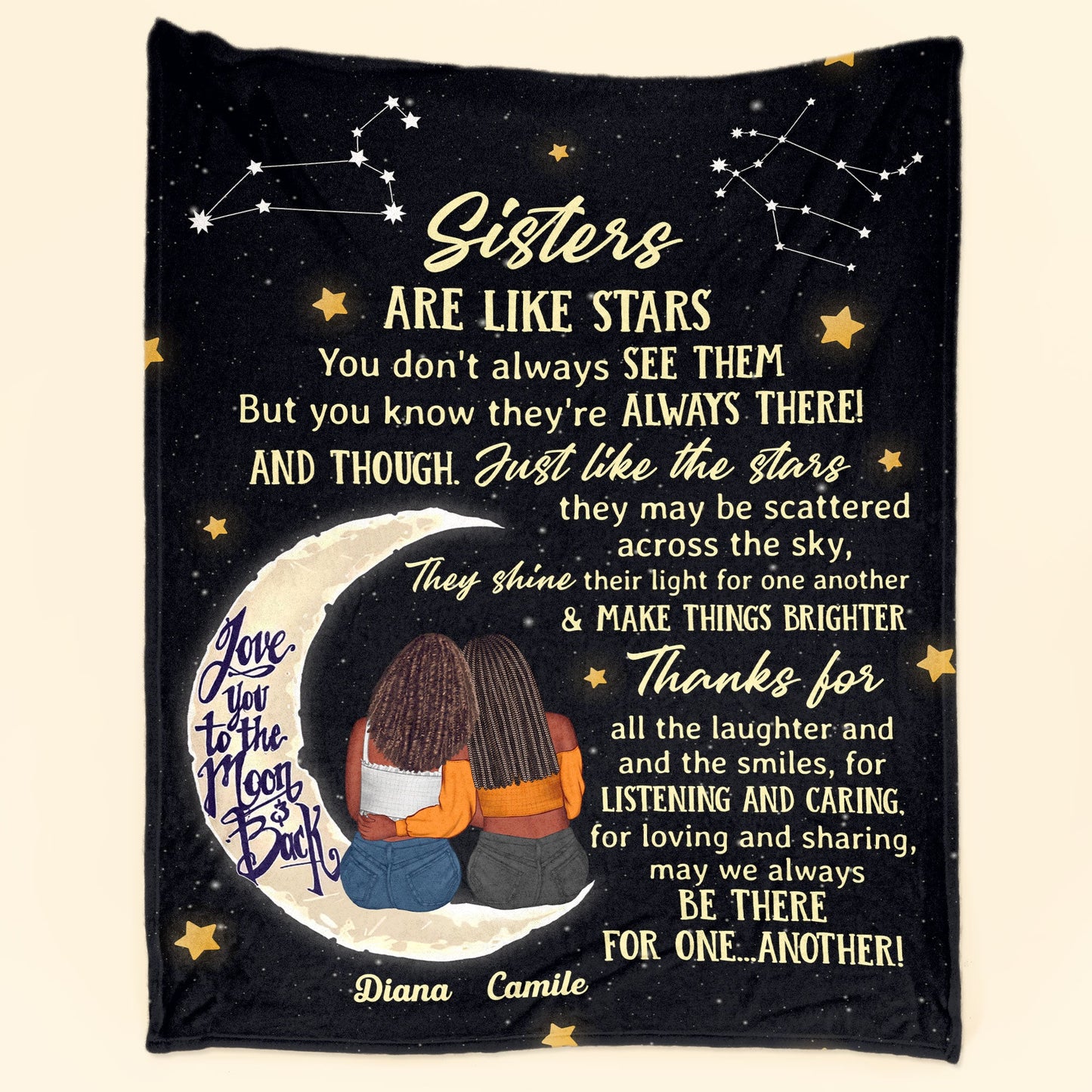 Sisters Are Like Stars - Personalized Sister Blanket