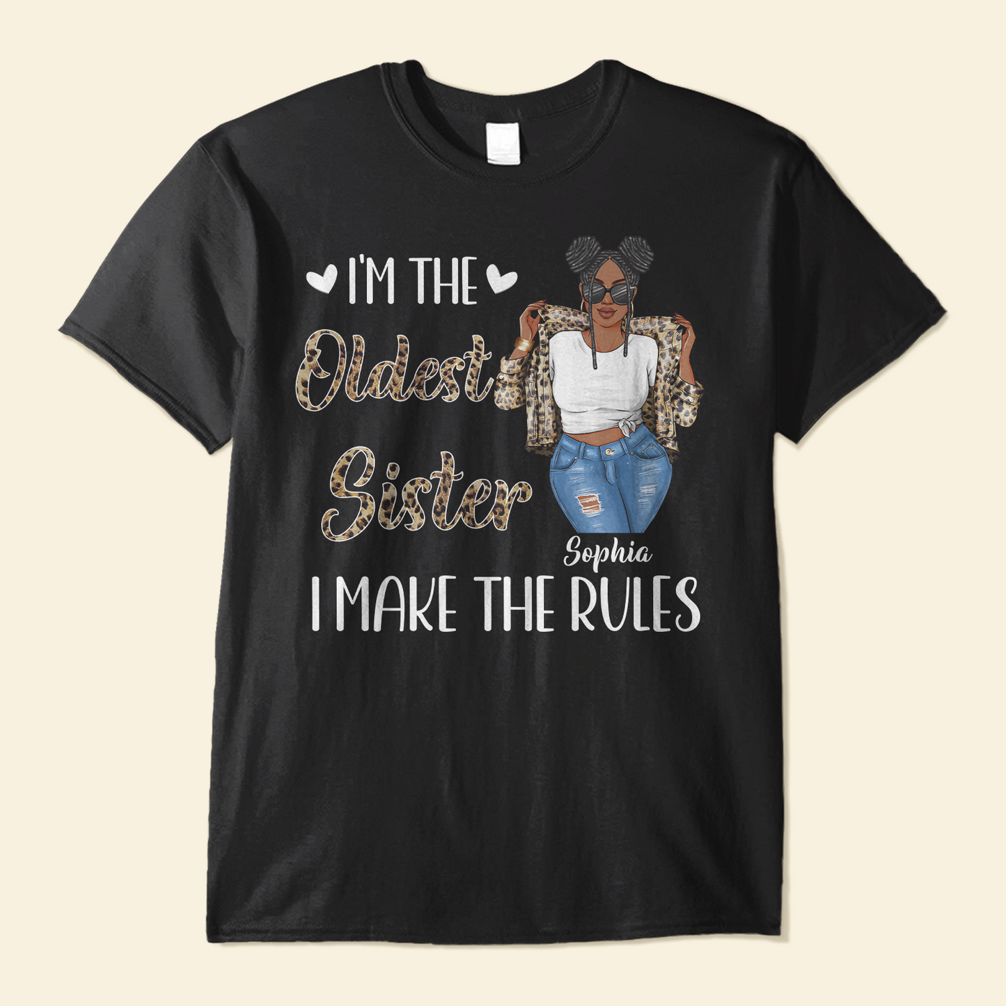 Sisters Are The Rules - Personalized Shirt - Birthday Gift For Sisters, Sistas - Leopard Jacket Girls